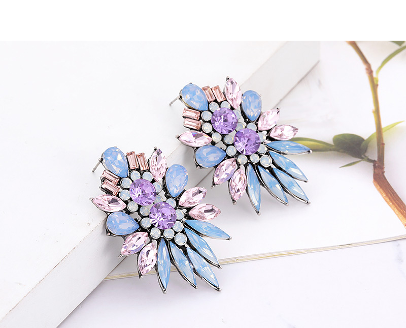 Fashion Purple Geometric Shape Decorated Earrings,Stud Earrings