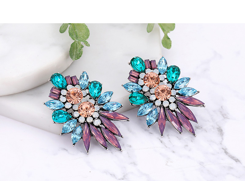 Fashion Blue Geometric Shape Decorated Earrings,Stud Earrings