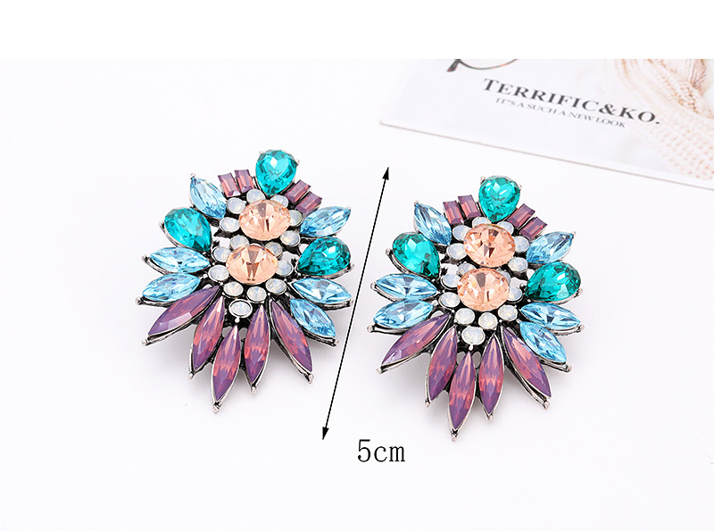 Fashion Purple Geometric Shape Decorated Earrings,Stud Earrings