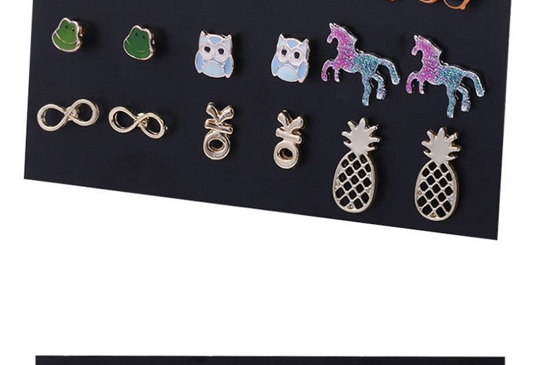 Fashion Multi-color Unicorn Shape Decorated Earrings Sets(9 Pairs),Stud Earrings