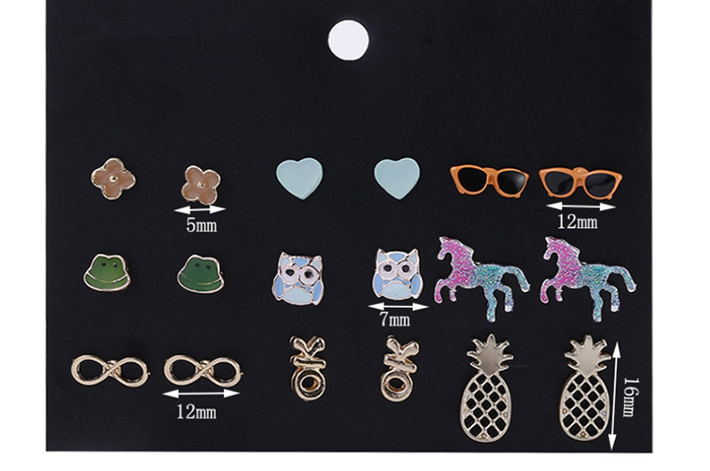Fashion Multi-color Unicorn Shape Decorated Earrings Sets(9 Pairs),Stud Earrings