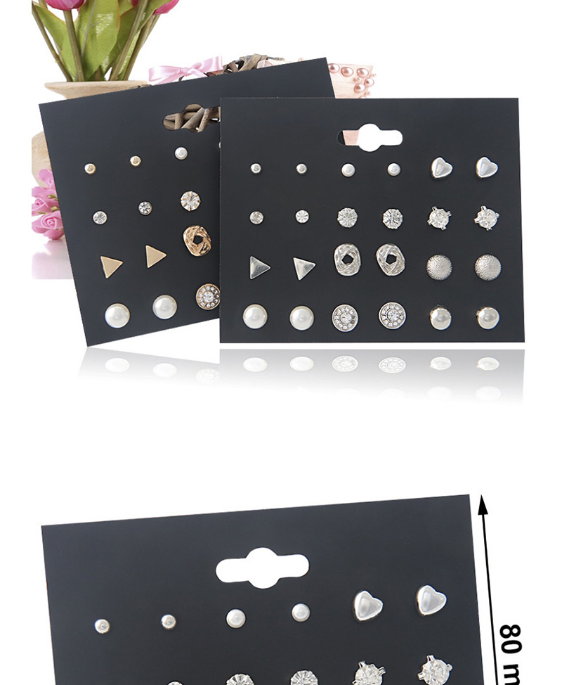 Fashion Gold Color Geometric Shape Decorated Earrings Sets(12 Pairs),Stud Earrings
