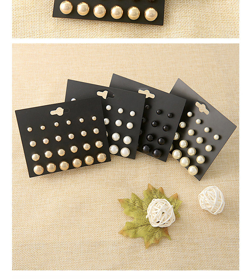 Fashion Black Pure Color Decorated Earrings Sets(12 Pairs),Stud Earrings