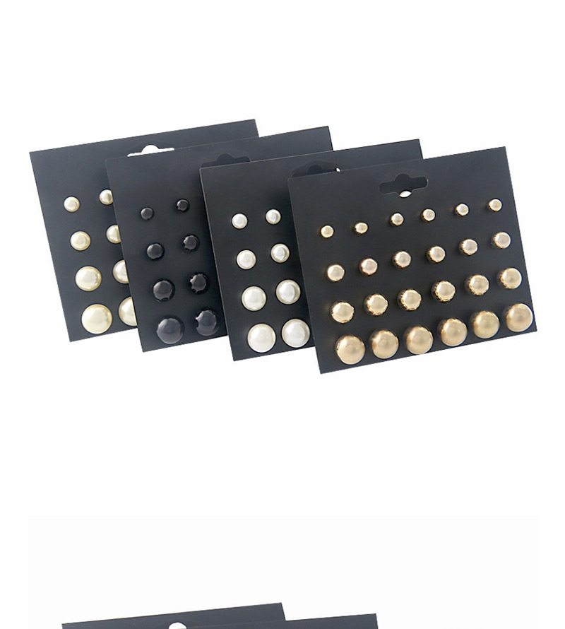 Fashion Beige Pure Color Decorated Earrings Sets(12 Pairs),Stud Earrings