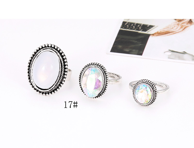 Fashion Silver Color Oval Shape Decorated Rings(3pcs),Rings Set