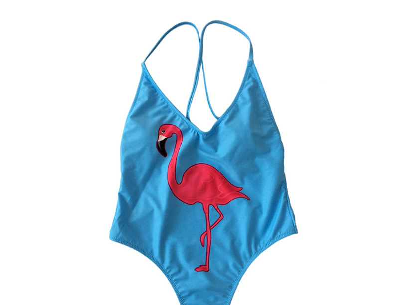 Sexy Green Flamingos Pattern Decorated Swimwear,One Pieces