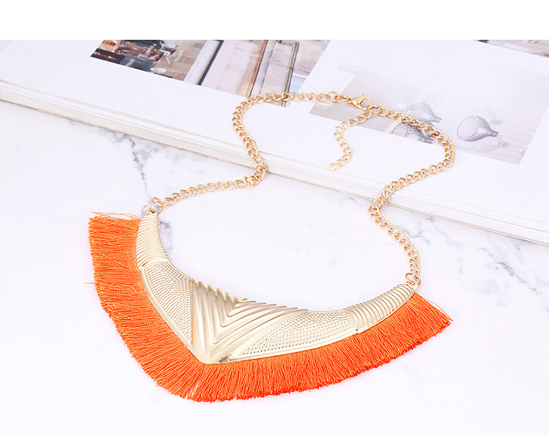 Fashion Green Tassel Decorated Necklace,Thin Scaves