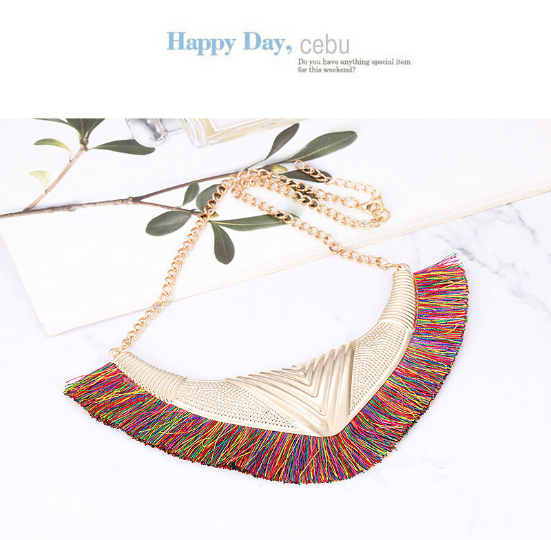 Fashion Pink Tassel Decorated Necklace,Thin Scaves