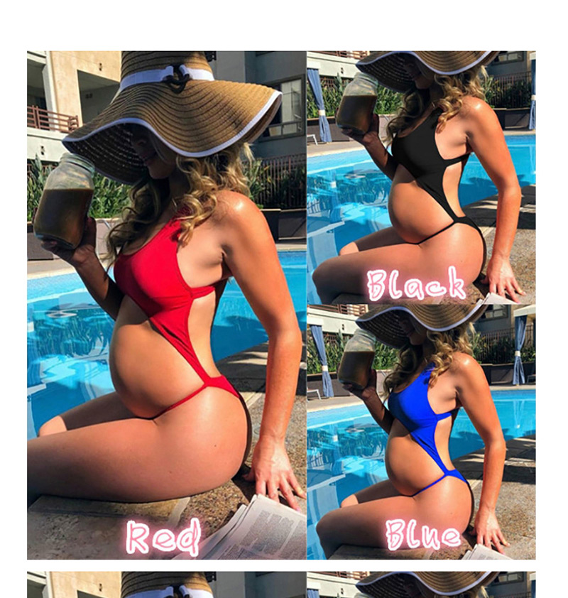 Fashion Red Pure Color Decorated Swimwear,One Pieces