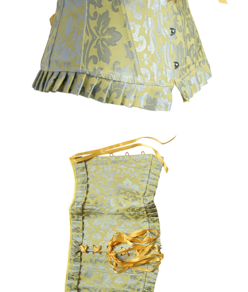 Fashion Yellow Flower Pattern Decorated Corset,Shapewear