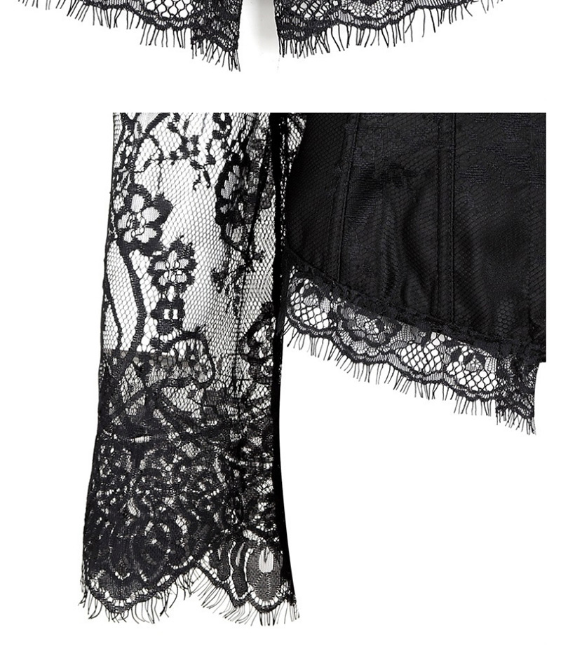 Fashion Black Flower Pattern Decorated Corset,Shapewear