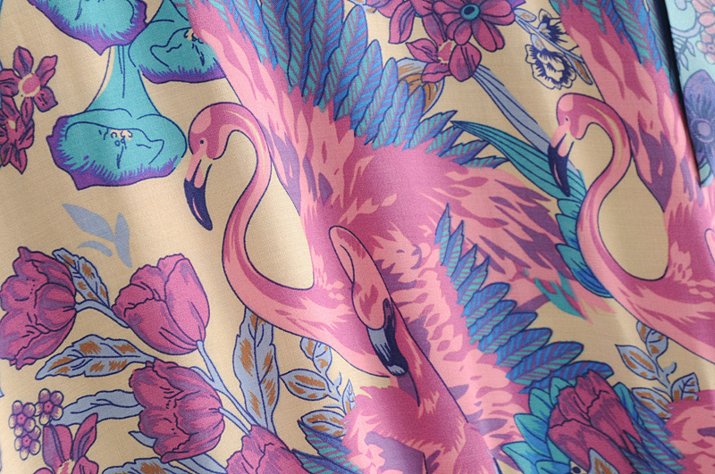 Fashion Multi-color Flamingos Pattern Decorated Skirt,Skirts