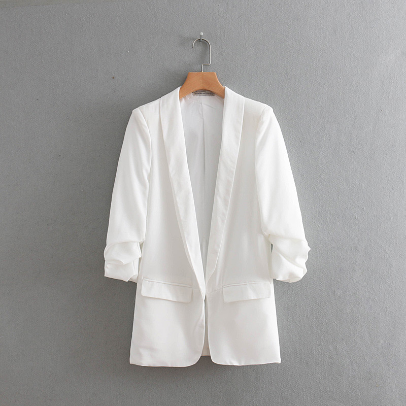 Fashion White Pure Color Decorated Coat,Coat-Jacket