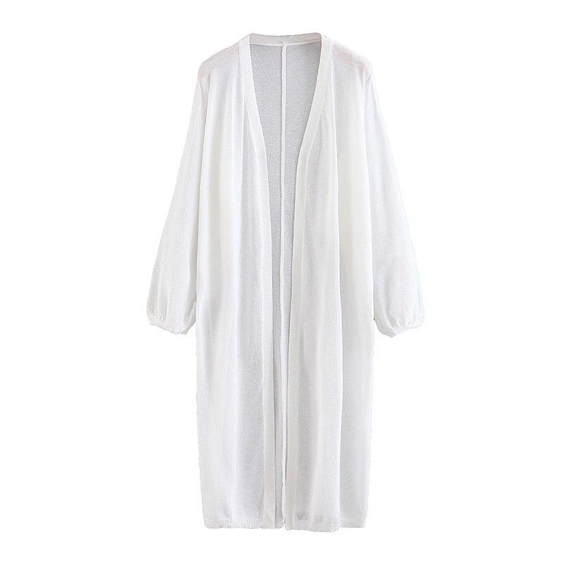 Fashion White Pure Color Decorated Smock,Sunscreen Shirts
