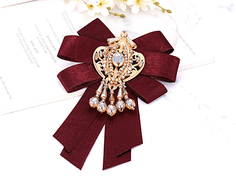 Fashion Khaki Diamond Decorated Bowknot Brooch,Korean Brooches