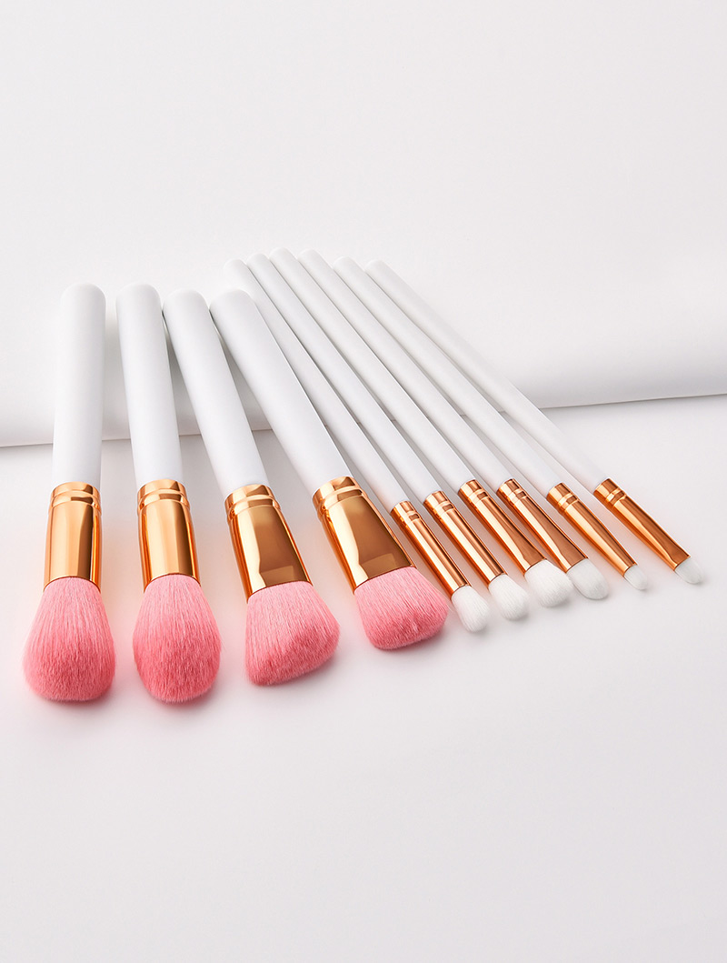 Fashion White Round Shape Decorated Makeup Brush (10 Pcs ),Beauty tools