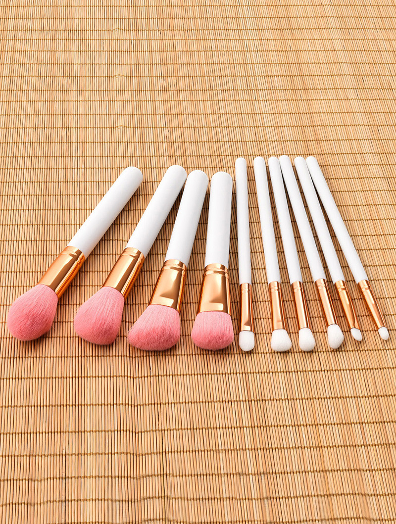 Fashion White Round Shape Decorated Makeup Brush (10 Pcs ),Beauty tools
