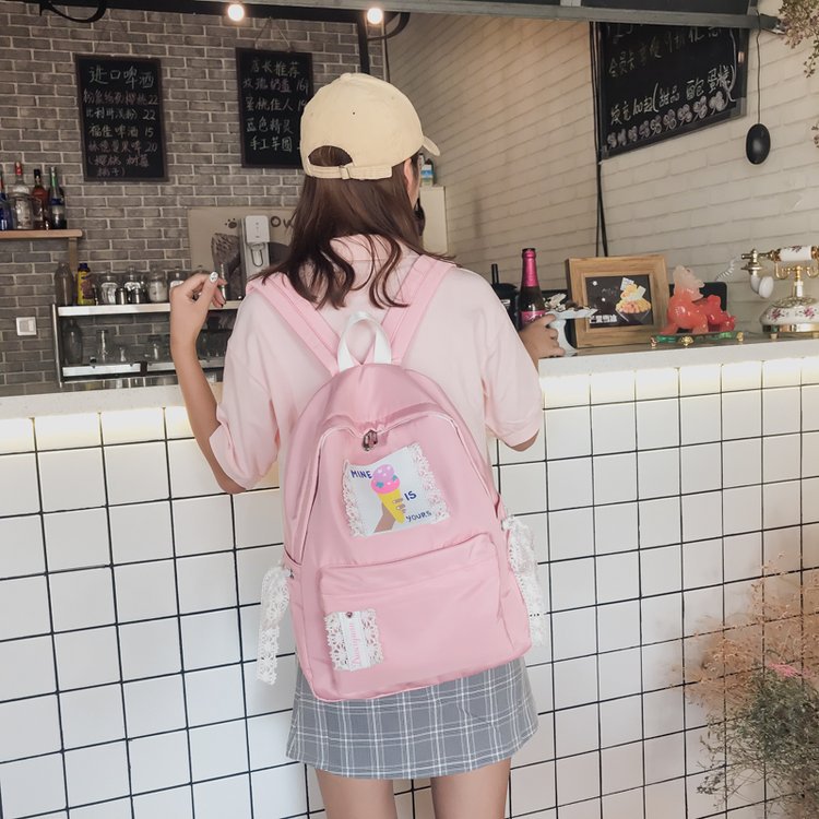 Fashion Pink Ice Cream Pattern Decorated Backpack,Backpack