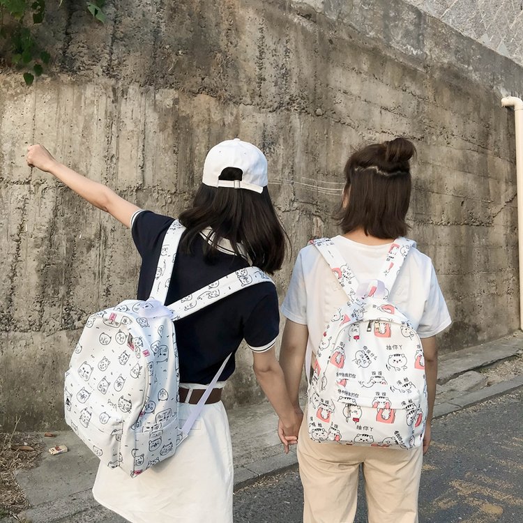 Fashion White Bird Pattern Decorated Backpack,Backpack