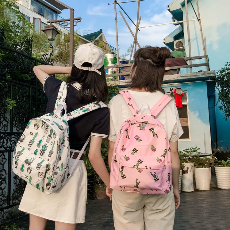 Fashion White Cat&letter Pattern Decorated Backpack,Backpack
