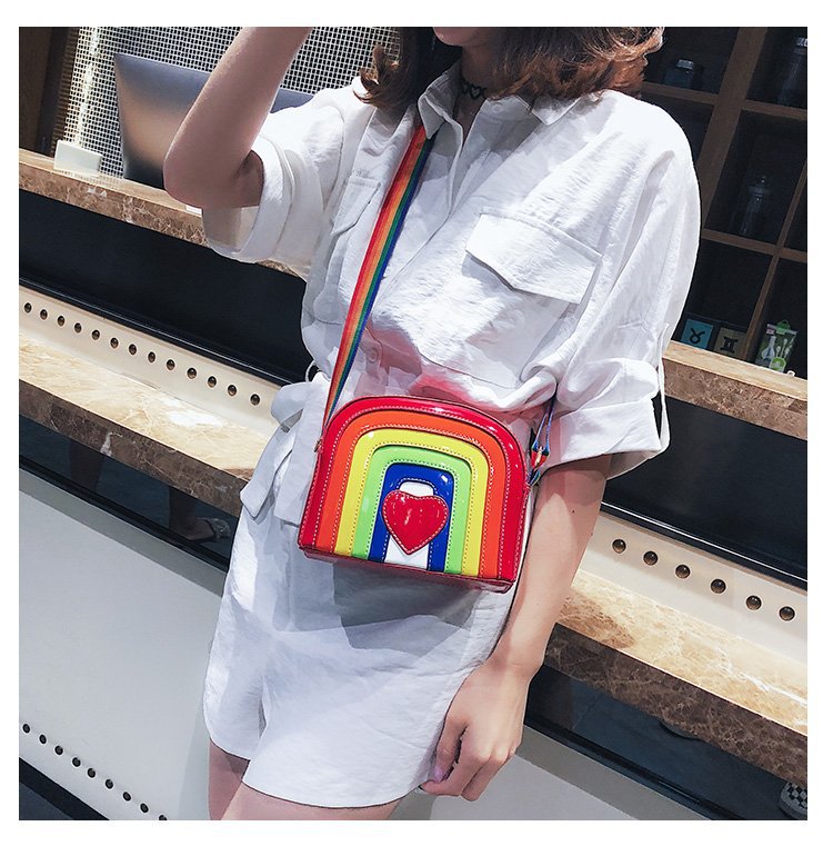 Fashion Multi-color Rainbow&heart Pattern Decorated Shoulder Bag,Shoulder bags