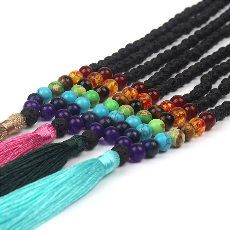 Vintage Multi-color Tassel Decorated Necklace (8mm),Beaded Necklaces