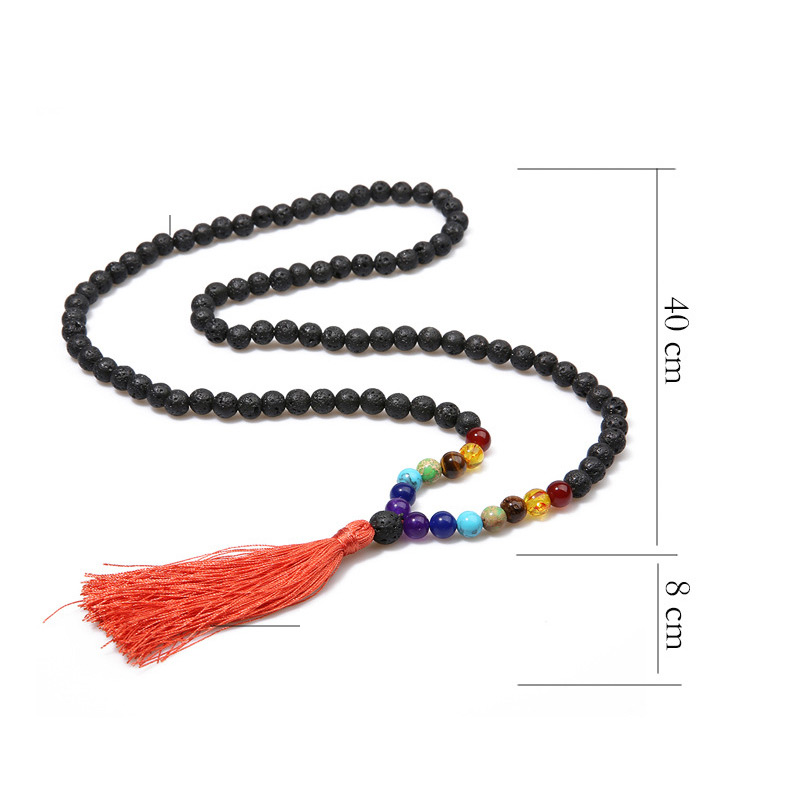 Vintage Khaki Tassel Decorated Necklace (6mm),Beaded Necklaces
