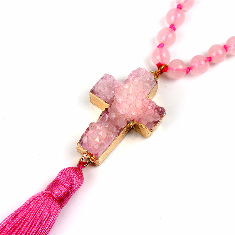 Fashion Pink Cross Shape Decorated Necklace,Thin Scaves