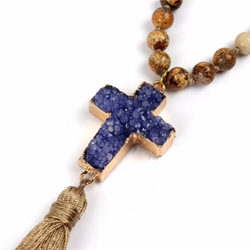 Fashion Khaki Cross Shape Decorated Necklace,Thin Scaves