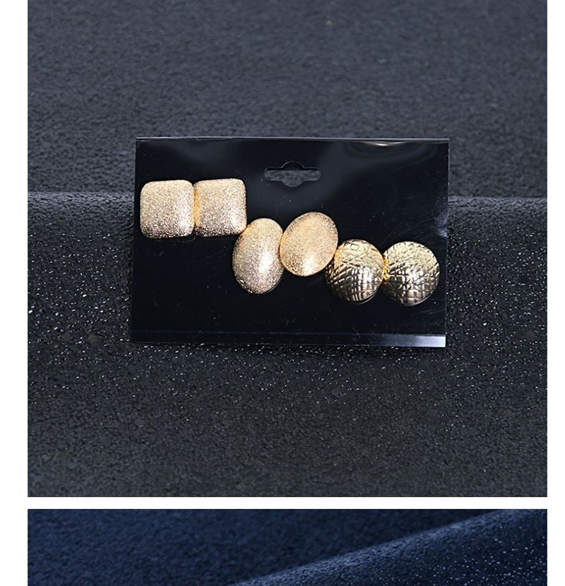 Fashion Gold Color Round&square Shape Decorated Earrings (6 Pcs ),Stud Earrings