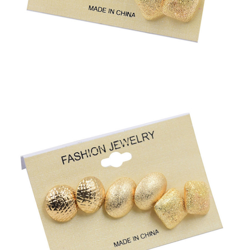 Fashion Gold Color Round&square Shape Decorated Earrings (6 Pcs ),Stud Earrings