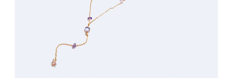 Fashion Gold Color+purple Stone Decorated Multi-layer Necklace,Multi Strand Necklaces