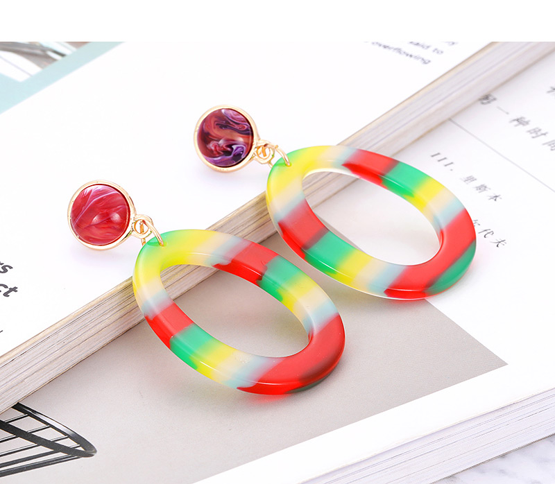 Fashion Red Circular Ring Shape Decorated Earrings,Hoop Earrings