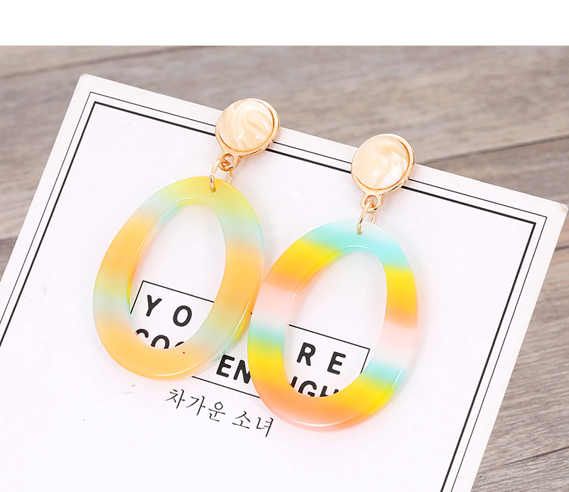 Fashion Orange Circular Ring Shape Decorated Earrings,Hoop Earrings