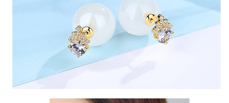 Fashion White+gold Color Ball Shape Decorated Earrings,Earrings