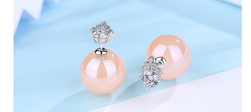Fashion White+gold Color Ball Shape Decorated Earrings,Earrings
