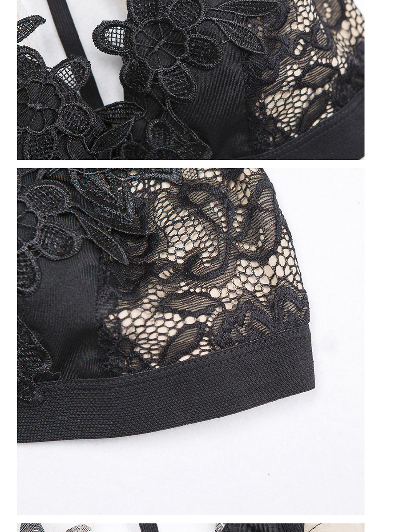 Sexy Black Flower Shape Decorated Hollow Out Underwear,SLEEPWEAR & UNDERWEAR