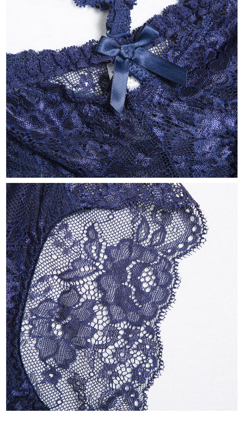 Sexy Blue Hollow Out Design Pure Color Underwear,SLEEPWEAR & UNDERWEAR