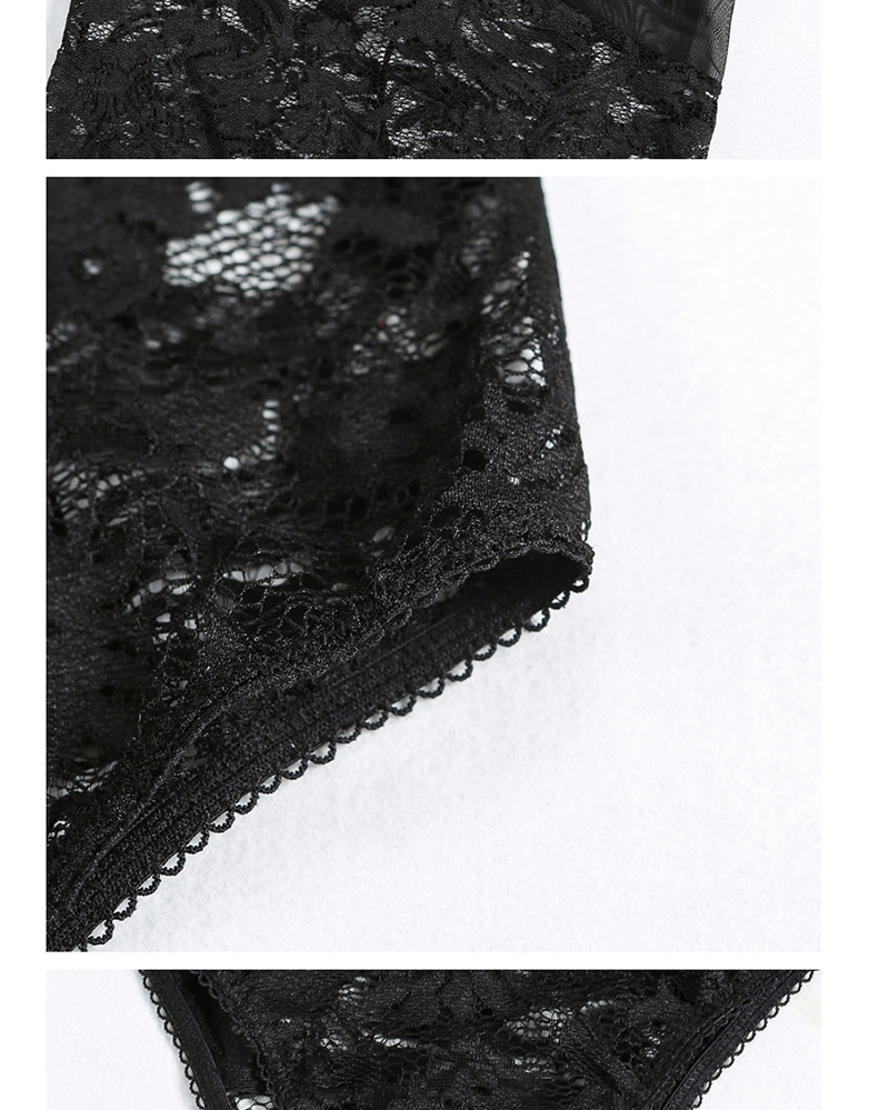 Sexy Black Flower Shape Decorated Pure Color Underwear,SLEEPWEAR & UNDERWEAR