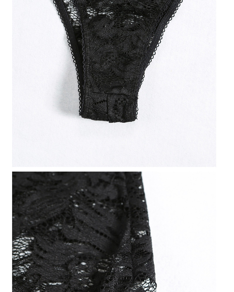 Sexy Black Flower Shape Decorated Pure Color Underwear,SLEEPWEAR & UNDERWEAR