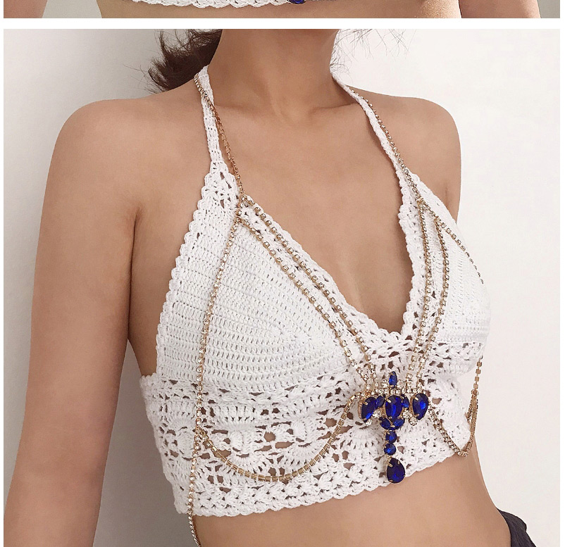 Fashion Blue+gold Color Cross Shape Decorated Body Chain,Body Chain