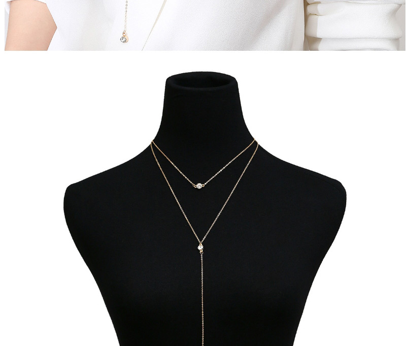 Fashion Gold Color Diamond Decorated Necklace,Multi Strand Necklaces
