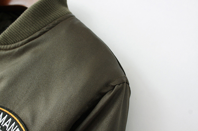 Fashion Olive Green Letter Labeling Decorated Jacket,Coat-Jacket