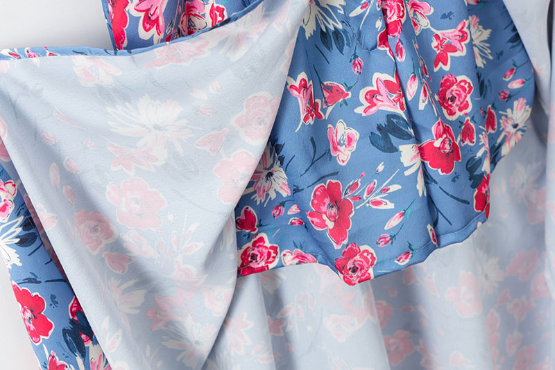 Fashion Multi-color Flower Pattern Decorated V Neckline Dress,Pants