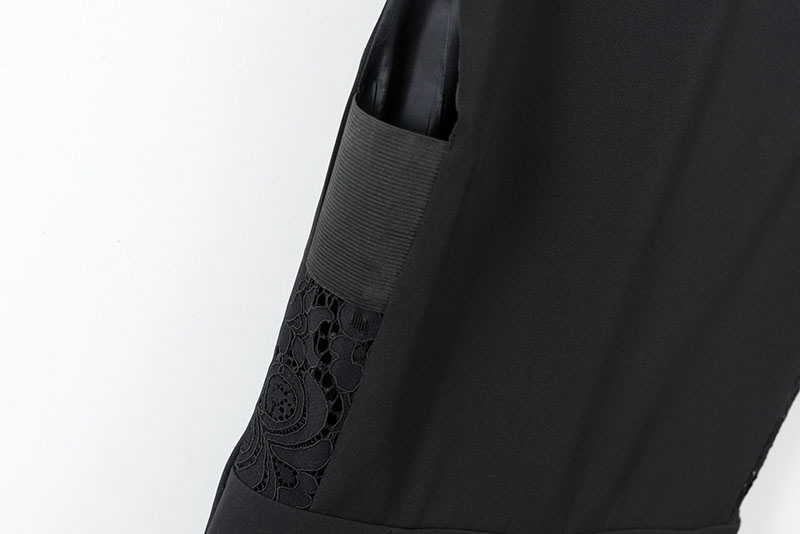 Fashion Black Pure Color Decorated V Neckline Vest,Pants