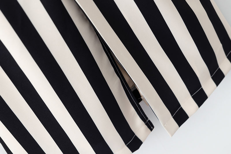 Fashion Black+white Stripe Pattern Decorated Coat,Coat-Jacket