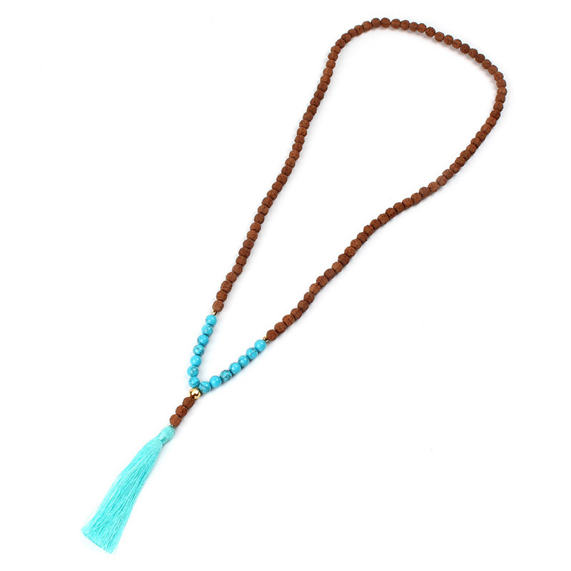 Fashion Brown+blue Tassel Decorated Necklace,Thin Scaves