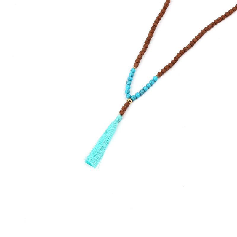 Fashion Brown+blue Tassel Decorated Necklace,Thin Scaves