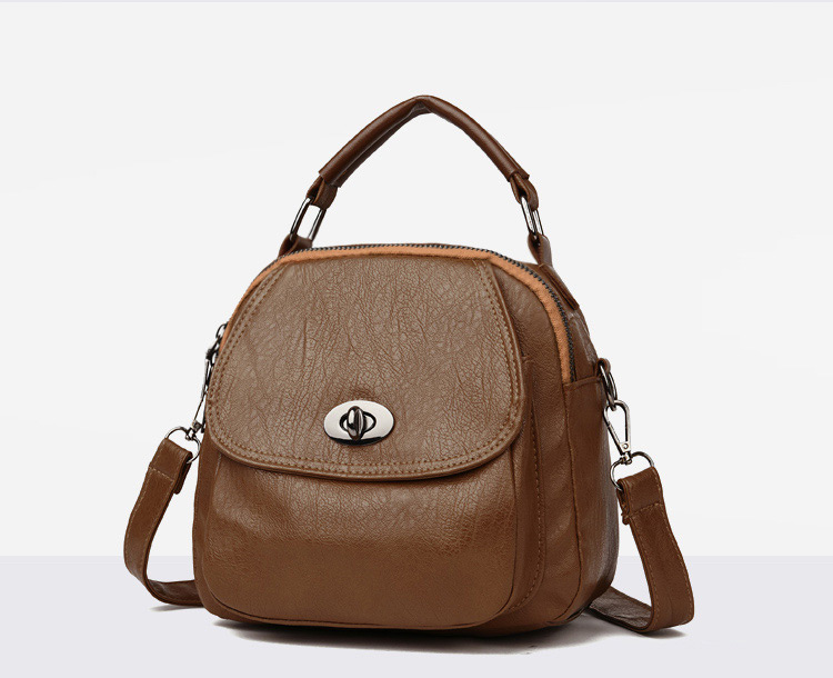 Fashion Brown Pure Color Decorated Backpack,Backpack