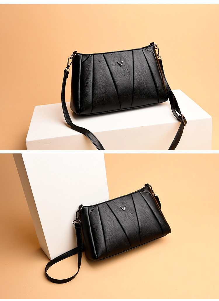 Vintage Black Pure Color Decorated Shoulder Bag,Messenger bags